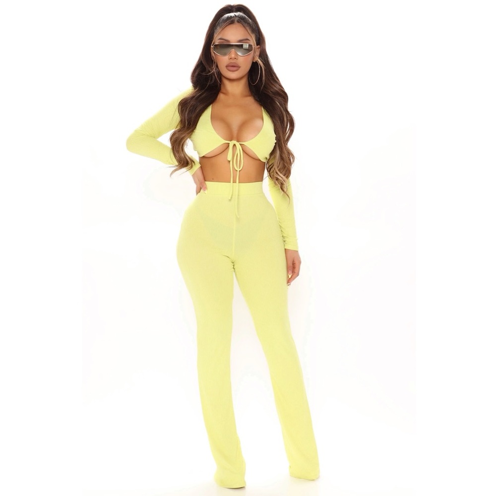 Yellow Lime Two Piece Pant Set